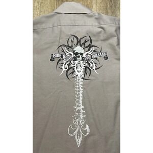 New Orleans 2010 Bike Week Shirt XL Motorcycle Biker Button Down Mechanic Grey